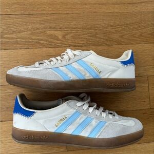 Adidas Gazelle Sneakers in Gray, Blue, and White